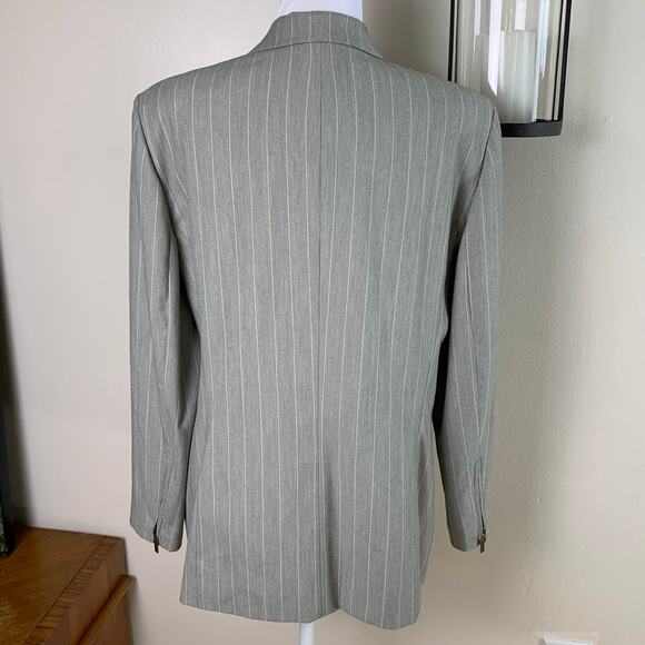 Kasper Size 18 Women's Blazer Jacket Gray White Striped Lined Career Office - Picture 8 of 10